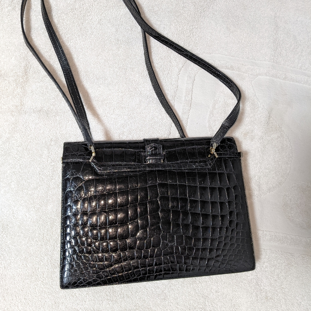 Two tone croc embossed purse